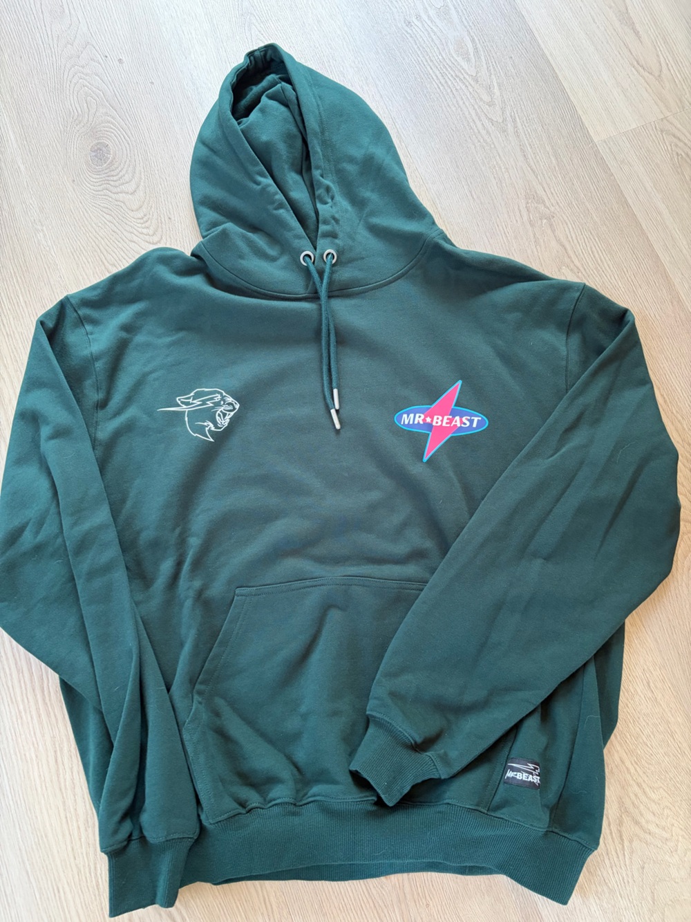 Mr Beast Forest Green Pullover Hoodie - Logo Graphic Men’s Size M